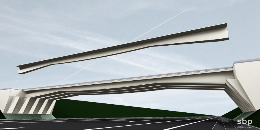 animierter Entwurf Brücke aus Carbonbeton