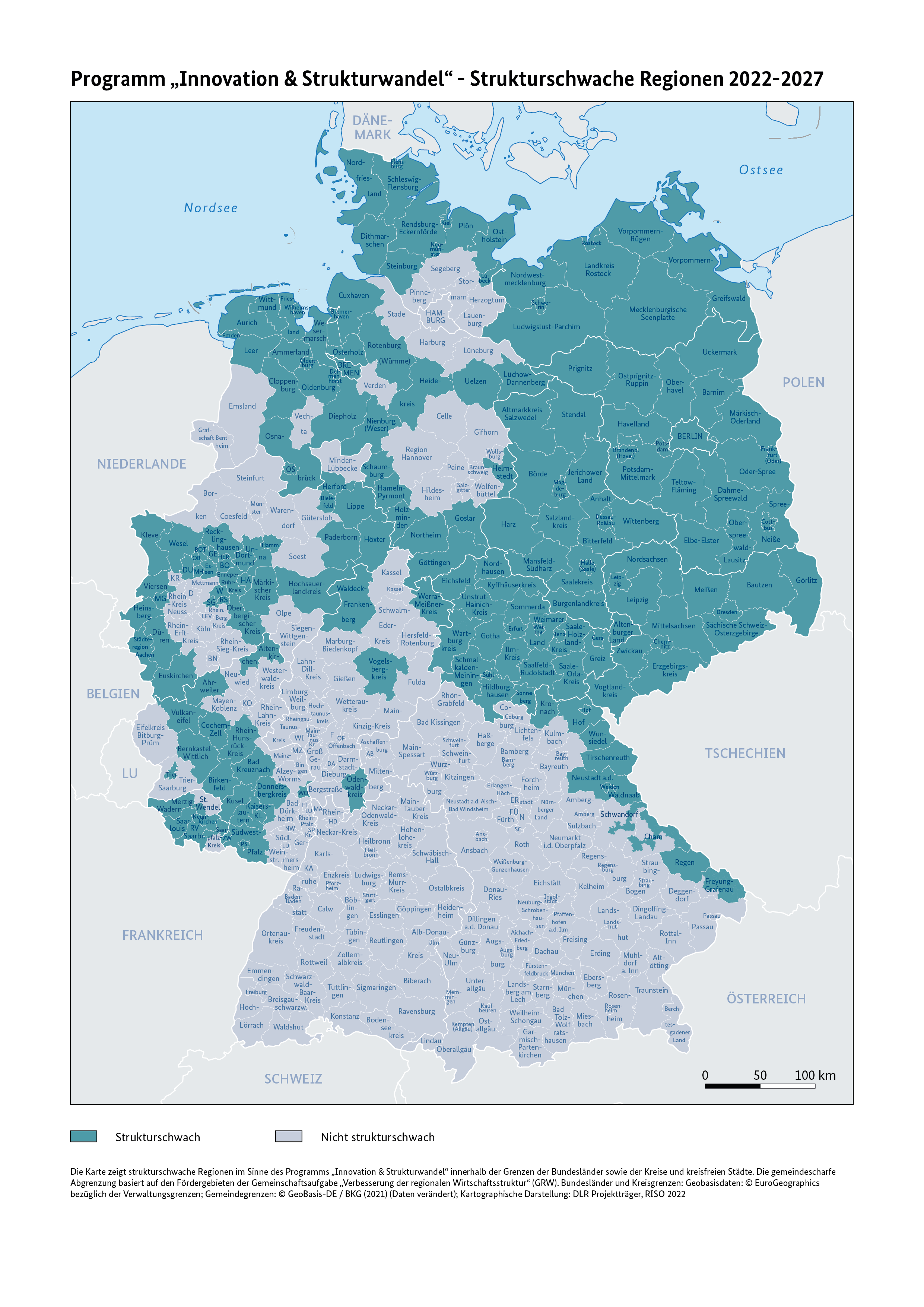 Karte der Strukturschwachen Regionen in Deutschland